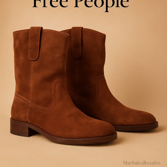 Free People Easton Suede Equestrian Bootie Women’s 9.5M Brown Pull-On Western - Picture 11 of 11